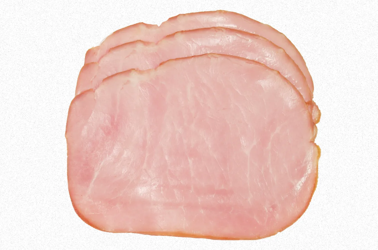 Slices of smoked ham.