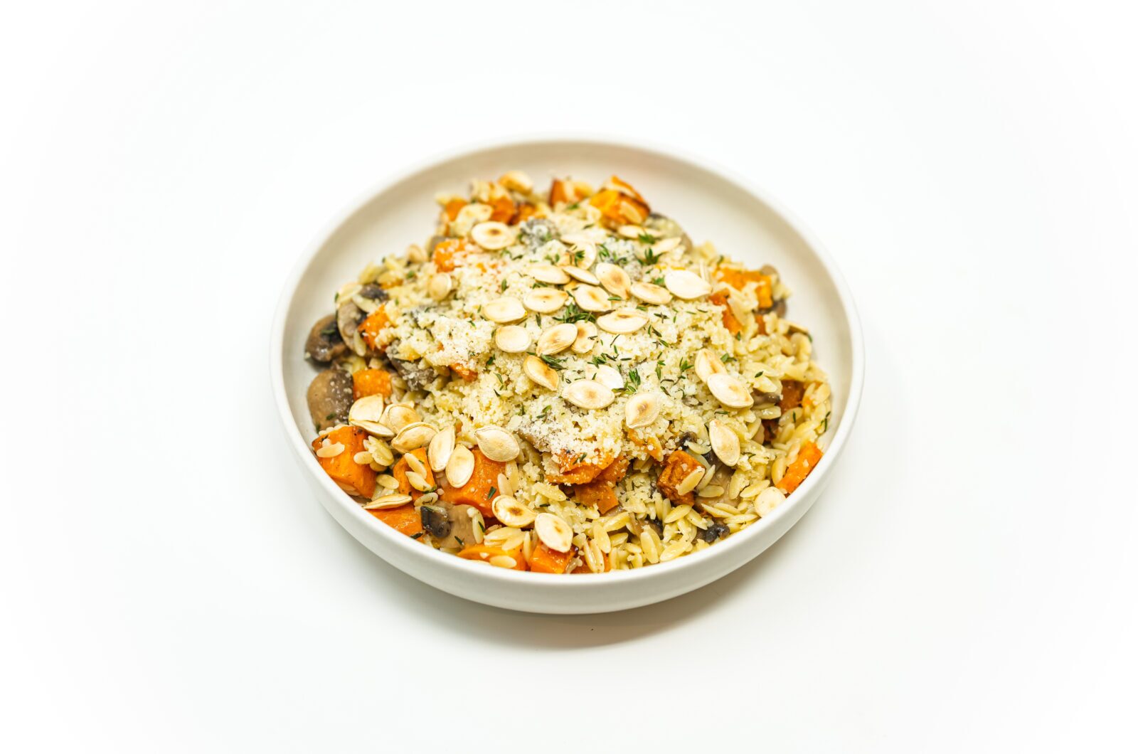 Brown Butter Orzo with Mushrooms and Roasted Butternut Squash