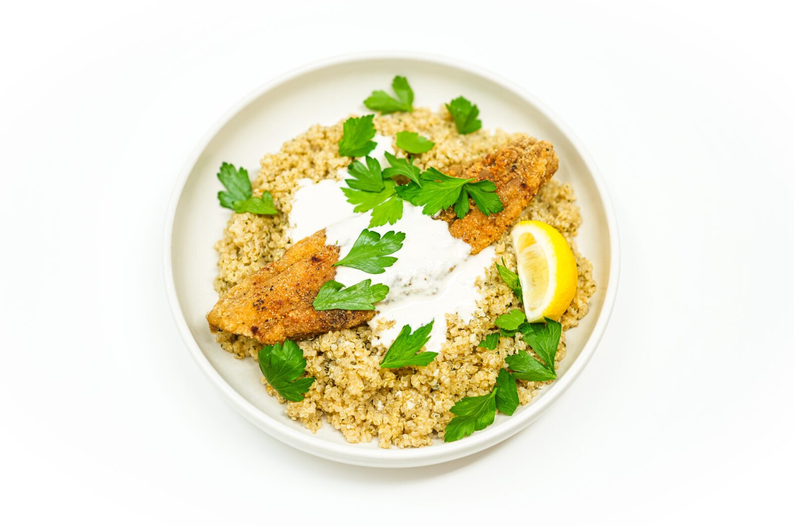 Pan-Fried Spanish Mackerel with Tahini Aioli and Garlic Butter Couscous